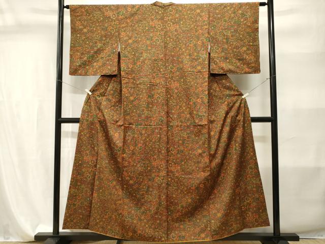 平和屋着物■上質な紬 切嵌吉祥花文 正絹 逸品 CABI7897ev