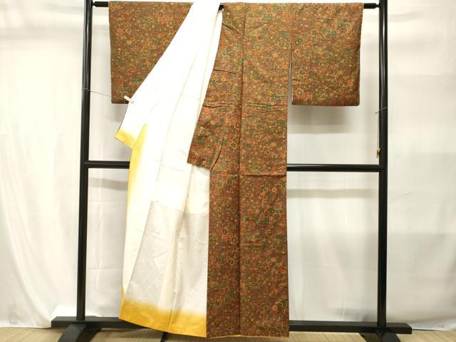 平和屋着物■上質な紬 切嵌吉祥花文 正絹 逸品 CABI7897ev