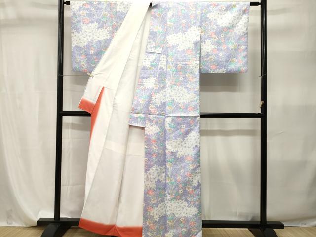 平和屋着物■小紋 楓草花文 洗える着物 CABI7906ev