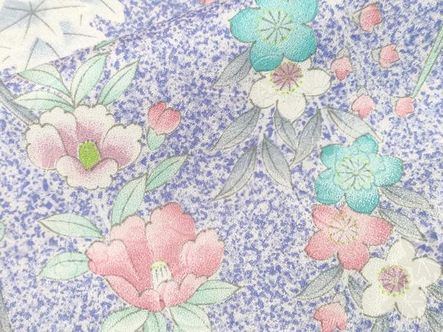 平和屋着物■小紋 楓草花文 洗える着物 CABI7906ev