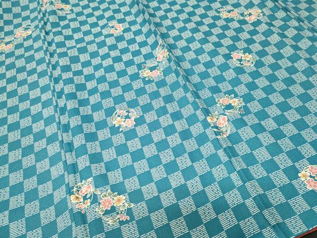 平和屋着物■小紋 市松草花文 洗える着物 CABI7910ev