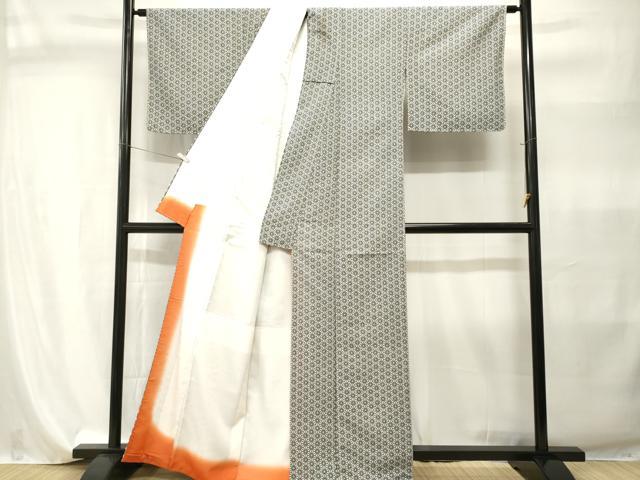 平和屋着物■小紋 麻の葉文様 洗える着物 CABI7914ev