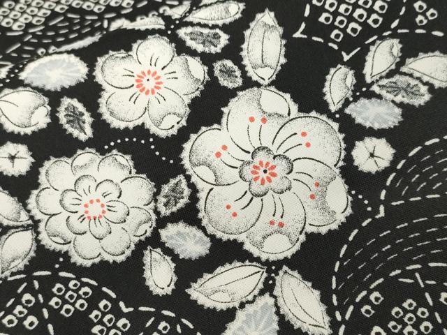 平和屋着物■小紋 辻が花 黒地 洗える着物 CABI7916ev