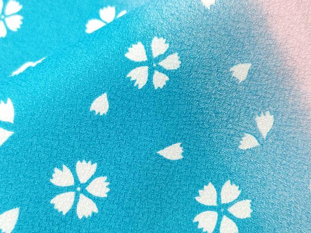 平和屋着物■小紋 舞桜間道 暈し染め 胴抜き仕立て 洗える着物 CABI7921ev