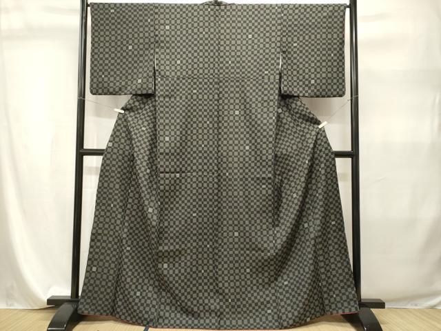 平和屋着物■小紋 格子柄 洗える着物 CABI7922ev