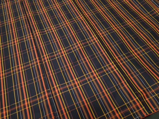 平和屋着物■本場縞大島紬 格子柄 正絹 逸品 CABI7925ev