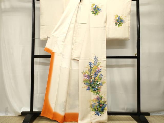 平和屋着物■訪問着 草花文 暈し染め 正絹 逸品 CABI7931ev