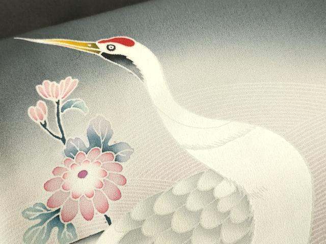 平和屋着物■豪華黒留袖 流水群鶴花文 暈し染め 正絹 逸品 CABI7933ev