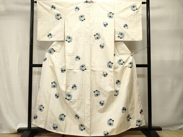 平和屋着物■上質な紬 雪輪椿文 正絹 逸品 CABI7934ev