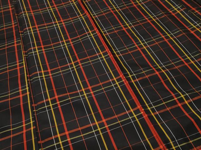 平和屋着物■本場縞大島紬 格子柄 正絹 逸品 CABI7938ev
