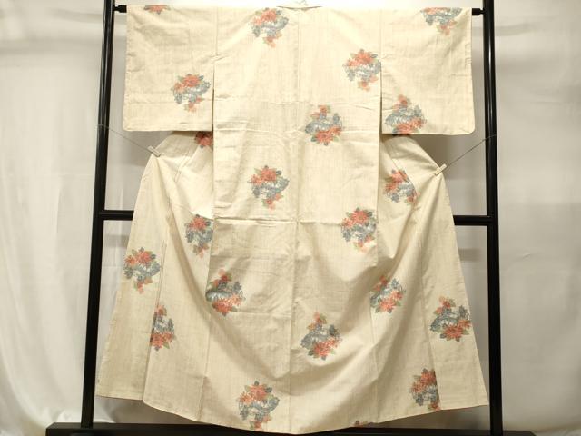 平和屋着物■上質な紬 片輪車花菊文 正絹 逸品 CABI7940ev