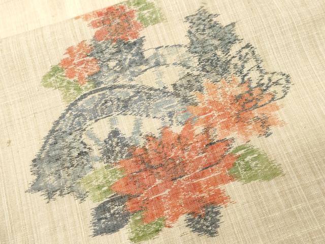 平和屋着物■上質な紬 片輪車花菊文 正絹 逸品 CABI7940ev