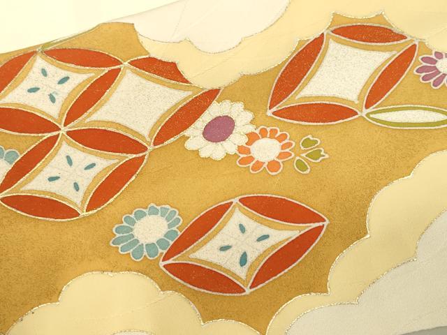 平和屋着物■訪問着 芝草七宝花文 金彩 正絹 逸品 CABI7942ev