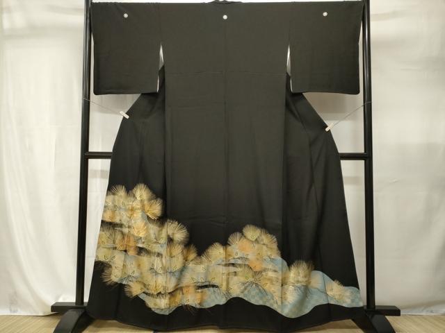 平和屋着物■豪華黒留袖 駒刺繍 市松松葉文 金彩 さが美扱い 正絹 逸品 CABI7943ev