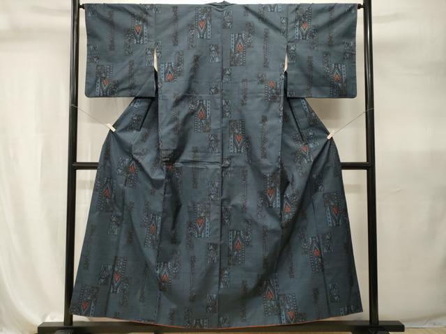 平和屋着物■本場大島紬 9マルキ 色紙更紗唐草文 正絹 逸品 CABI7946ev