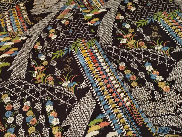 平和屋着物■上質な小紋 駒刺繍 籬藤花房花文 金彩 正絹 逸品 CABI7951ev