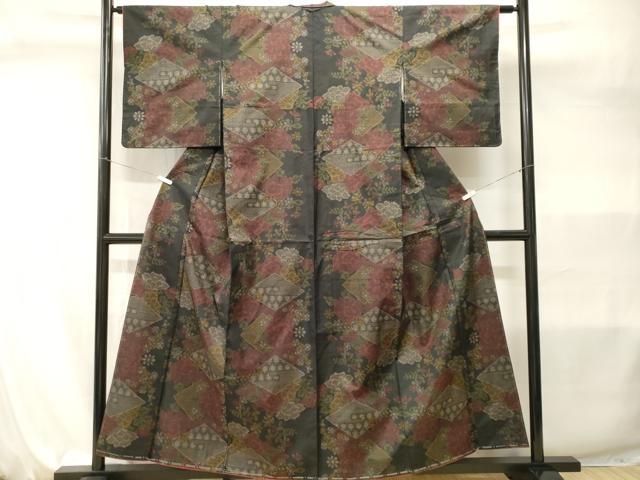 平和屋着物■本場大島紬 7マルキ 菱亀甲花文 正絹 逸品 CABI7963ev