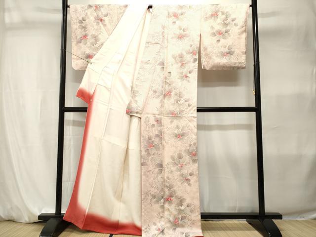 平和屋着物■上質な小紋 絞り 木の実枝葉文 暈し染め 正絹 逸品 CABI7966ev