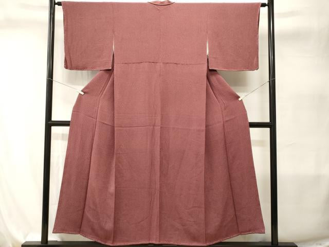 平和屋着物■江戸小紋 分銅繋ぎ 鬼しぼ縮緬 正絹 逸品 未使用 CABI7968ev
