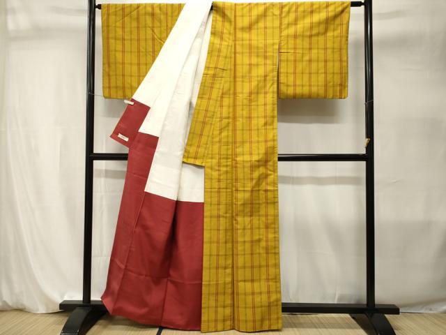 平和屋着物■上質な紬 格子柄 やまと誂製 正絹 逸品 CABI7970ev