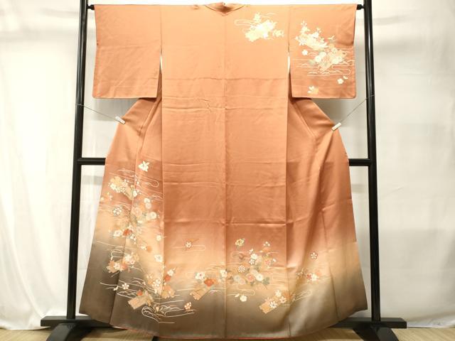 平和屋着物■訪問着 芝草花筏文 暈し染め 金彩 正絹 逸品 CABI7974ev
