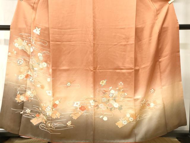 平和屋着物■訪問着 芝草花筏文 暈し染め 金彩 正絹 逸品 CABI7974ev