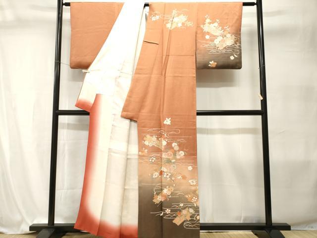 平和屋着物■訪問着 芝草花筏文 暈し染め 金彩 正絹 逸品 CABI7974ev