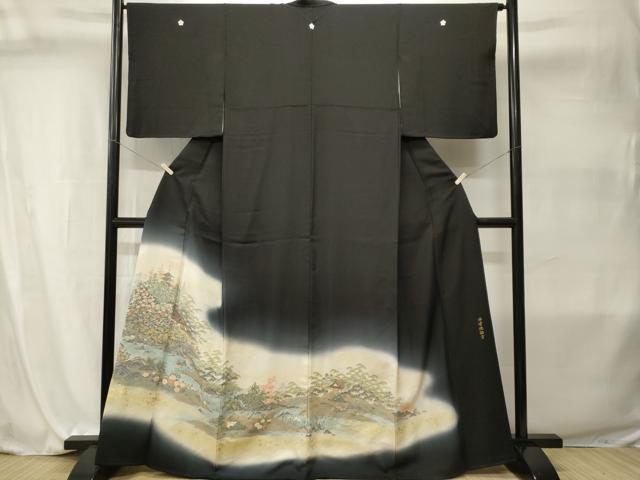 平和屋着物■豪華黒留袖 寿光織 修学院離宮 暈し染め 金糸 さが美扱い 正絹 逸品 CABI7977ev