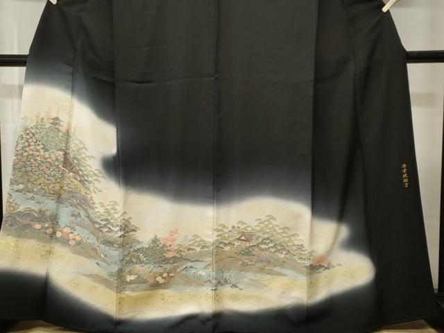 平和屋着物■豪華黒留袖 寿光織 修学院離宮 暈し染め 金糸 さが美扱い 正絹 逸品 CABI7977ev