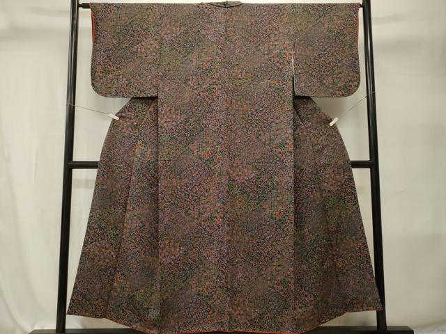 平和屋着物■上質な小紋 切嵌花唐草文 鬼しぼ縮緬 正絹 逸品 CABI7978ev
