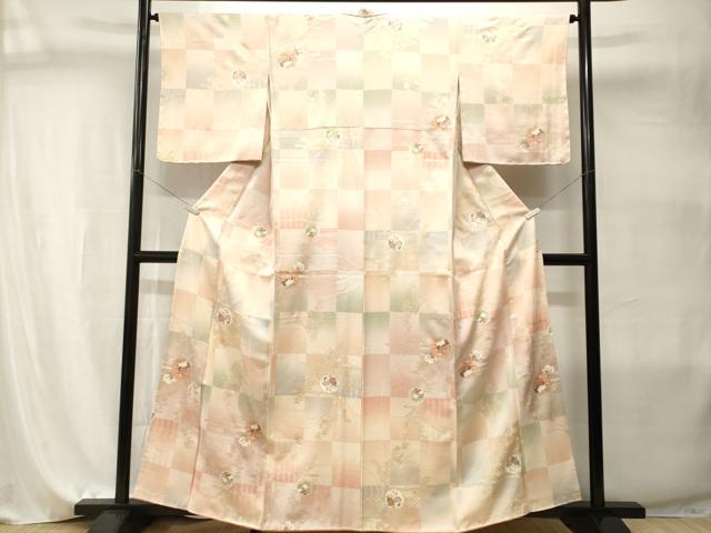 平和屋着物■上質な小紋 雪輪草花文 暈し染め 金銀彩 正絹 逸品 CABI7983ev