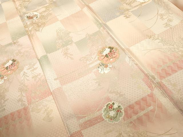 平和屋着物■上質な小紋 雪輪草花文 暈し染め 金銀彩 正絹 逸品 CABI7983ev