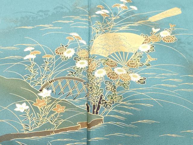 平和屋着物■豪華色留袖 籬流水草花文 金彩 正絹 逸品 CABI7985ev
