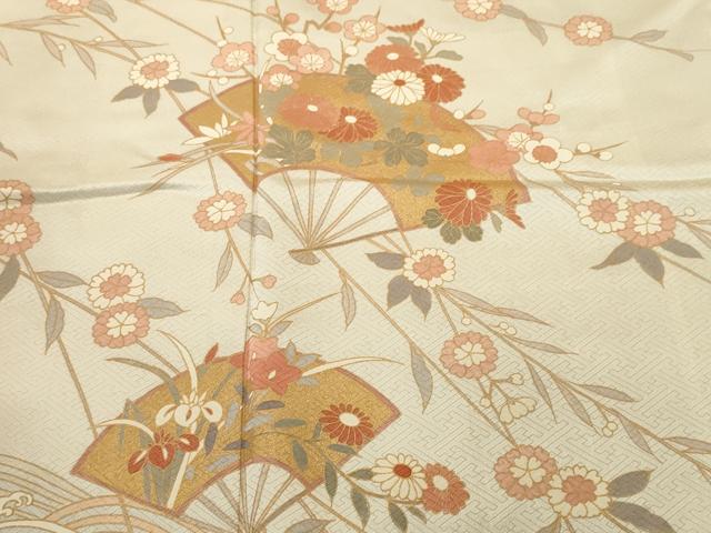 平和屋着物■訪問着 立波扇面枝花文 暈し染め 金彩 正絹 逸品 CABI7987ev