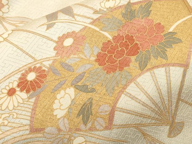 平和屋着物■訪問着 立波扇面枝花文 暈し染め 金彩 正絹 逸品 CABI7987ev