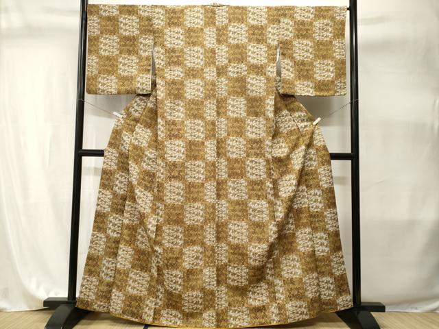 平和屋着物■上質な小紋 市松草花文 洗える着物 CABI7991ev