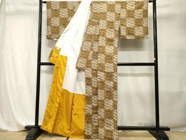 平和屋着物■上質な小紋 市松草花文 洗える着物 CABI7991ev