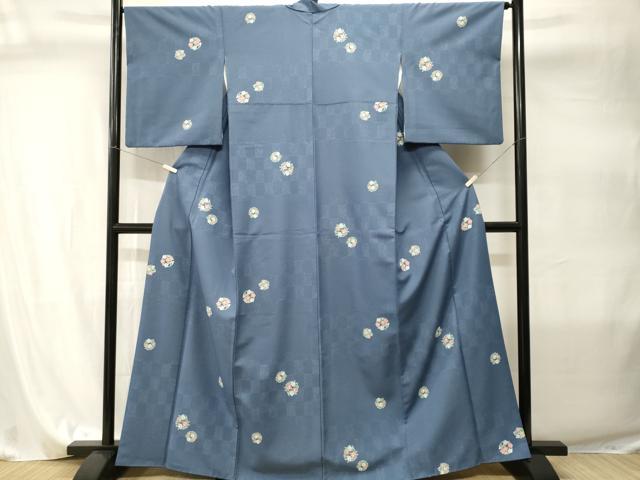 平和屋着物■小紋 市松花丸文 洗える着物 CABI8006ev