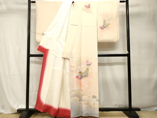 平和屋着物■訪問着 花蝶流水鴛鴦文 暈し染め 金銀彩 正絹 逸品 CABI8008ev