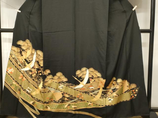 平和屋着物■豪華黒留袖 駒刺繍 松竹梅飛鶴文 金彩 正絹 逸品 CABI8022ev