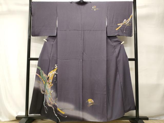 平和屋着物■訪問着 檜扇枝垂れ花文 十二単 暈し染め 金彩 正絹 逸品 CABI8025ev