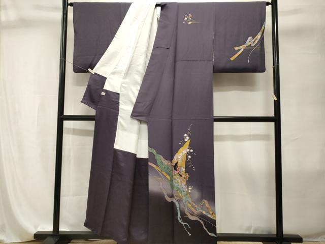 平和屋着物■訪問着 檜扇枝垂れ花文 十二単 暈し染め 金彩 正絹 逸品 CABI8025ev