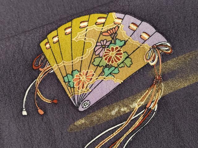 平和屋着物■訪問着 檜扇枝垂れ花文 十二単 暈し染め 金彩 正絹 逸品 CABI8025ev