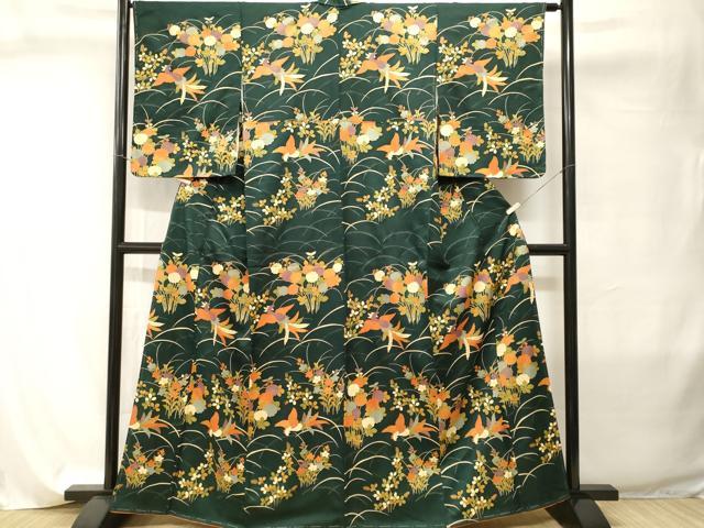 平和屋着物■訪問着 芝草鳳凰草花文 金彩 正絹 逸品 CABI8038ev