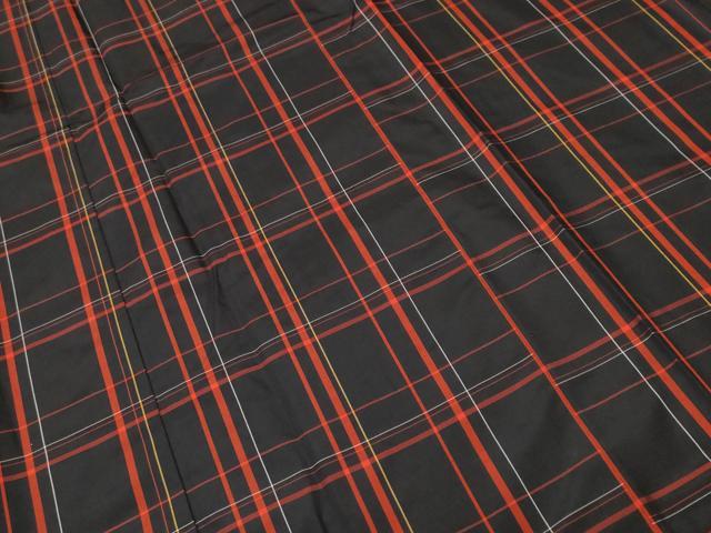 平和屋着物■本場縞大島紬 格子柄 ロング丈 正絹 逸品 CABI8041ev