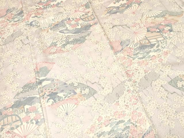 平和屋着物■上質な小紋 扇面風景枝花文 正絹 逸品 CABI8045ev