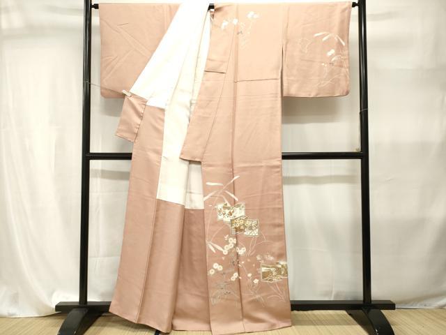 平和屋着物■訪問着 駒刺繍 屏風草花文 金彩 正絹 逸品 CABI8052ev