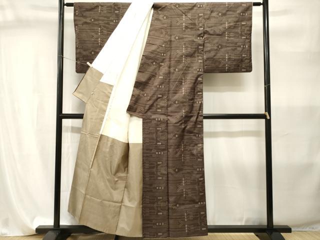 平和屋着物■本場大島紬 7マルキ 幾何学文 高島屋扱い 正絹 逸品 CABI8053ev