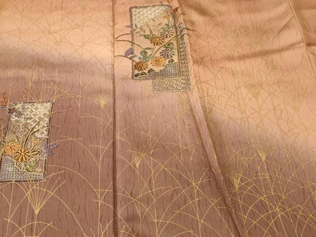 平和屋着物■中国三大刺繍 スワトウ刺繍 総刺繍 訪問着 芒短冊花文 暈し染め 金彩 正絹 逸品 CABI8054ev