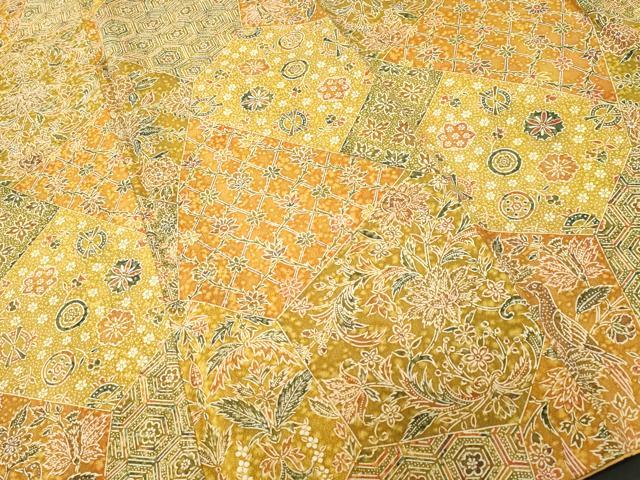 平和屋着物■上質な小紋 切嵌更紗花鳥文 正絹 逸品 CABI8057ev